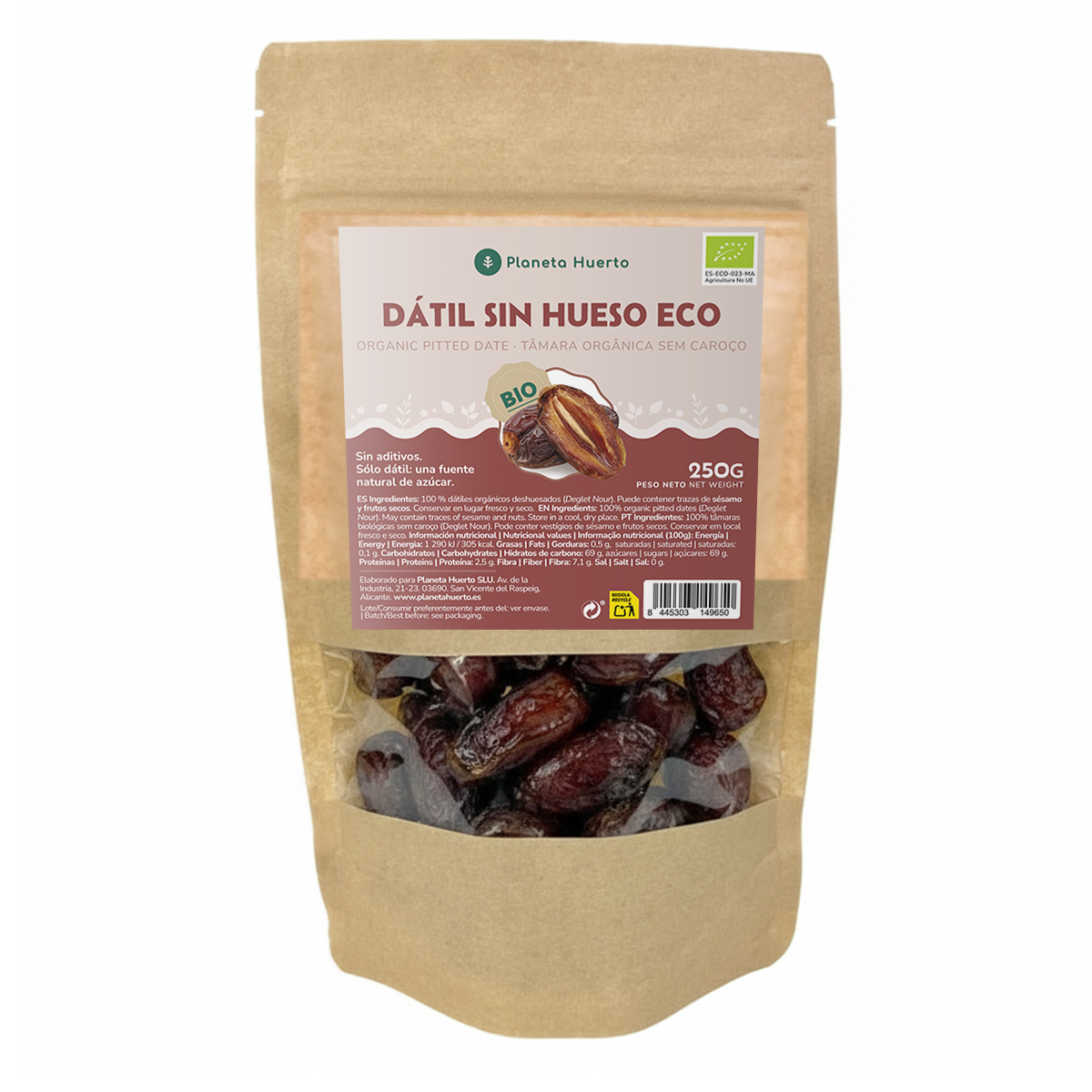Datteri snocciolati ECO Planeta Huerto 250 g