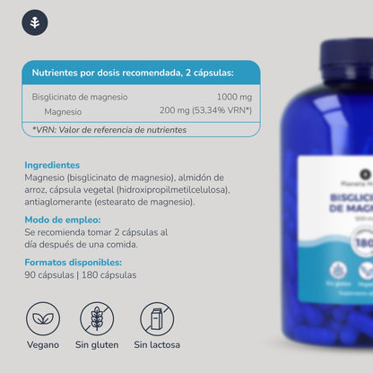 Pack 2xBisglycinate de Magnésium 500 mg Planeta Huerto 180 gélules