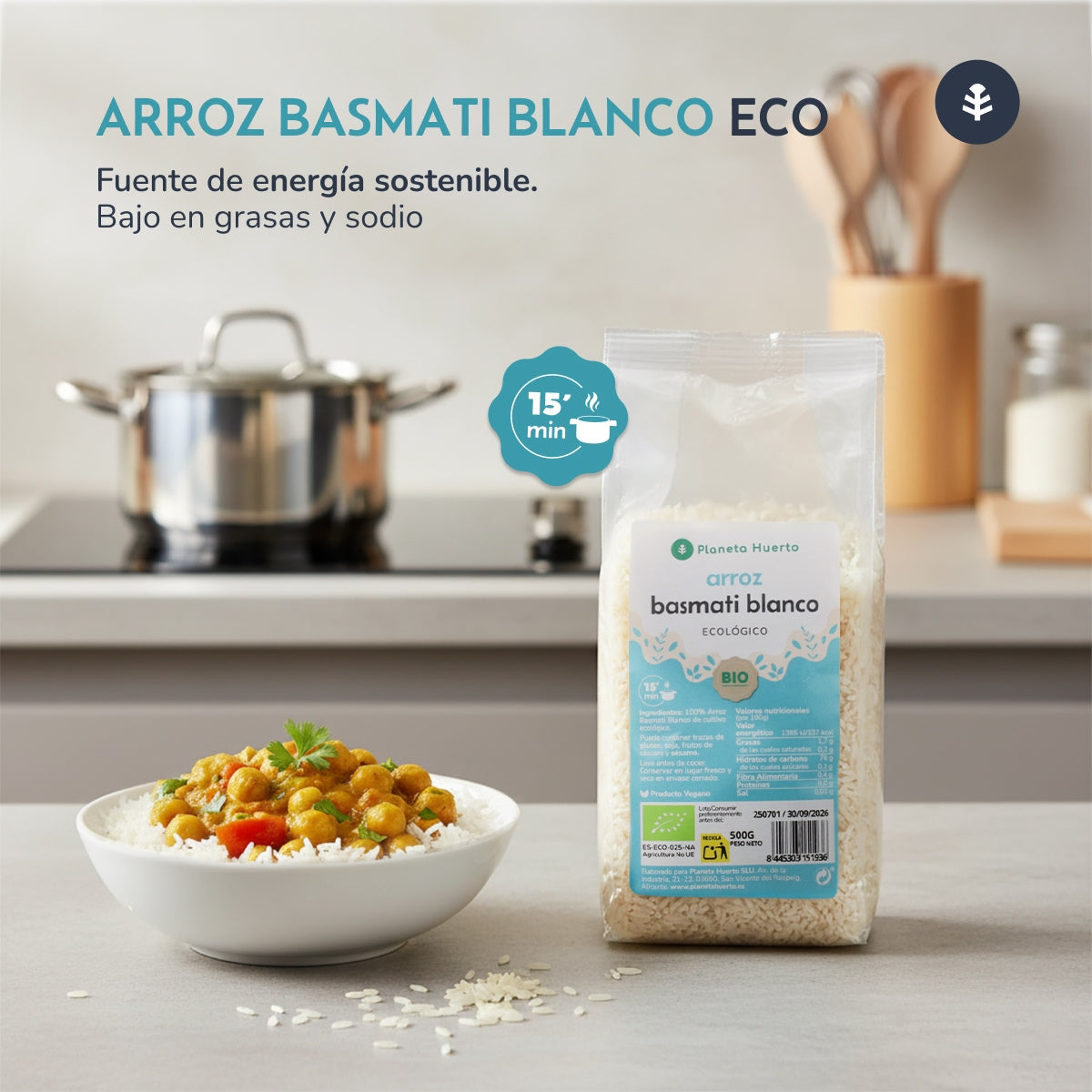Witte Basmatirijst ECO Planeta Huerto 500 g