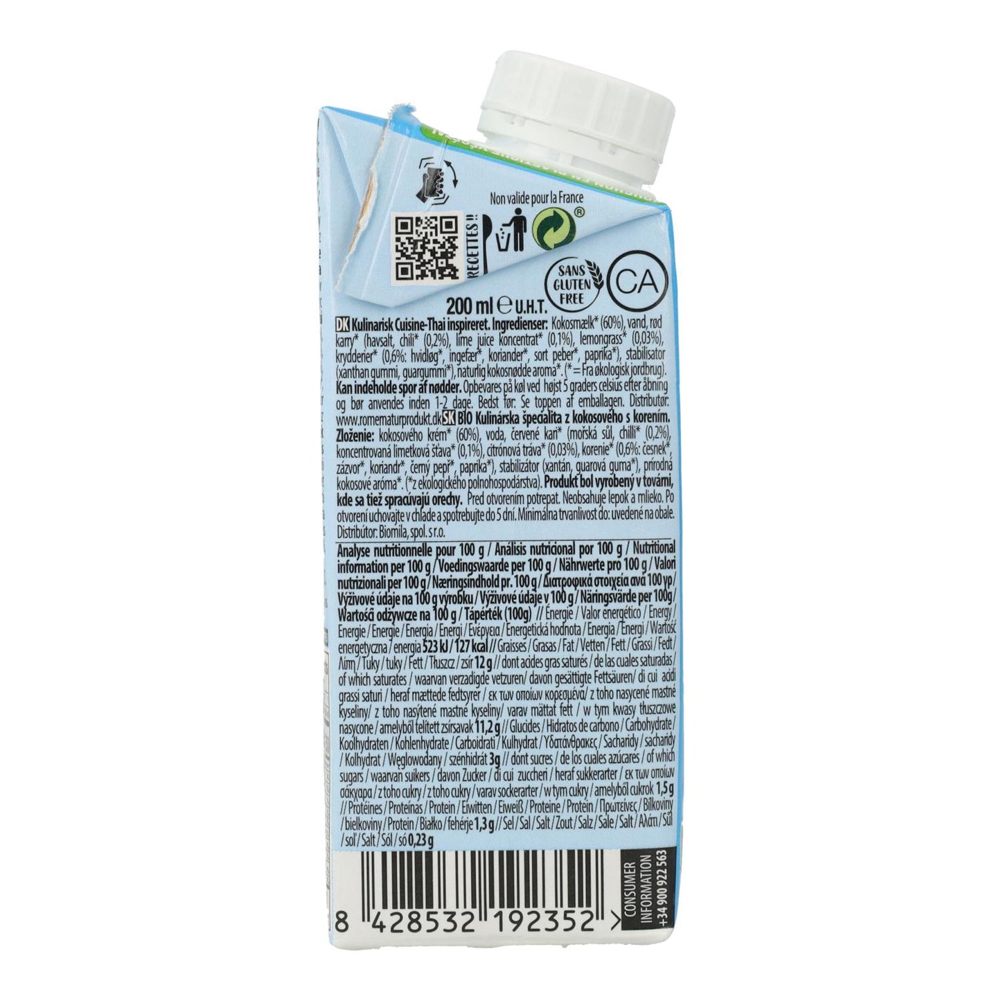 Crème végétale Bio Cuisine Coco Thai Ecomil, 200 ml
