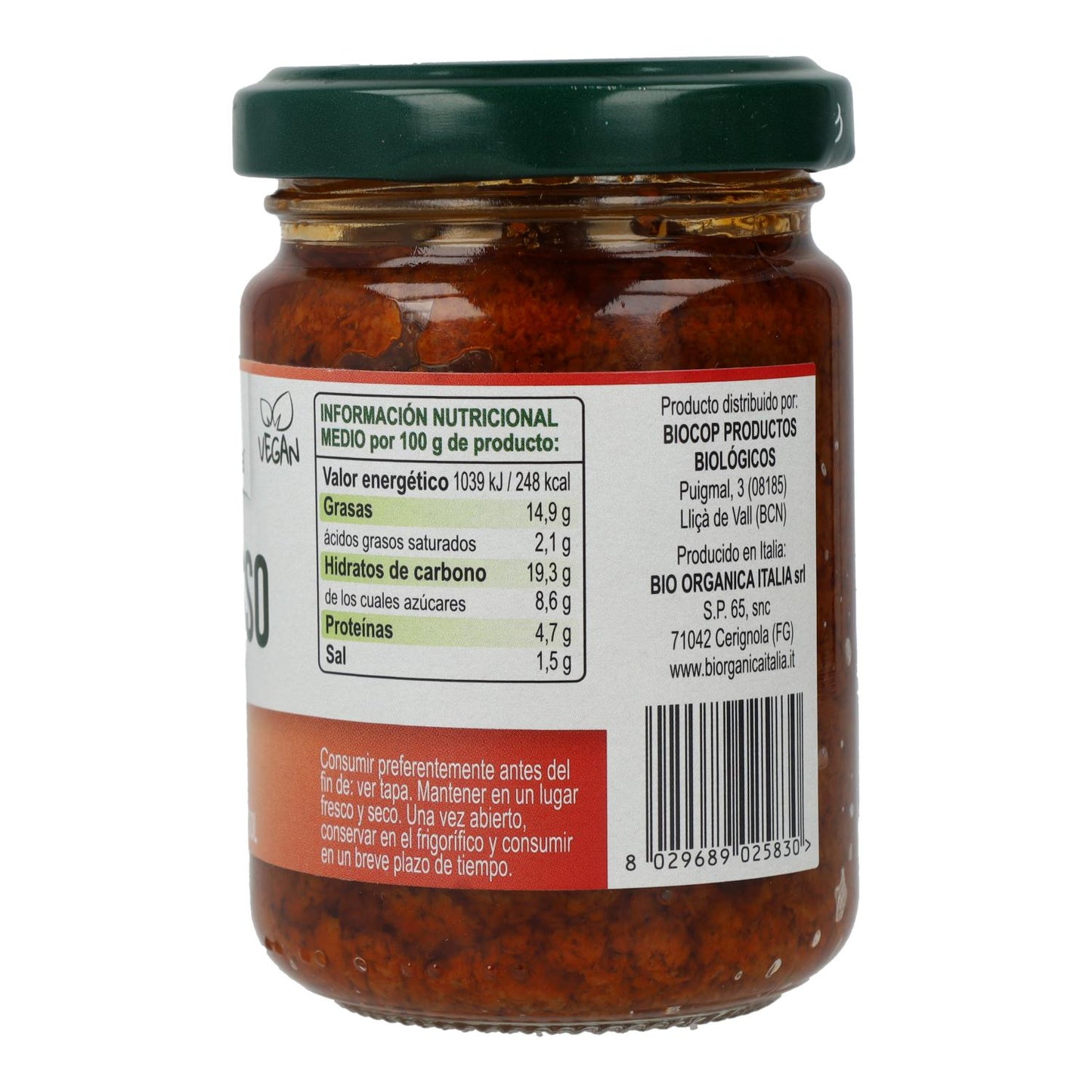 Pesto Rosso de Tomates Secos Bio Organica Italia 140 gr