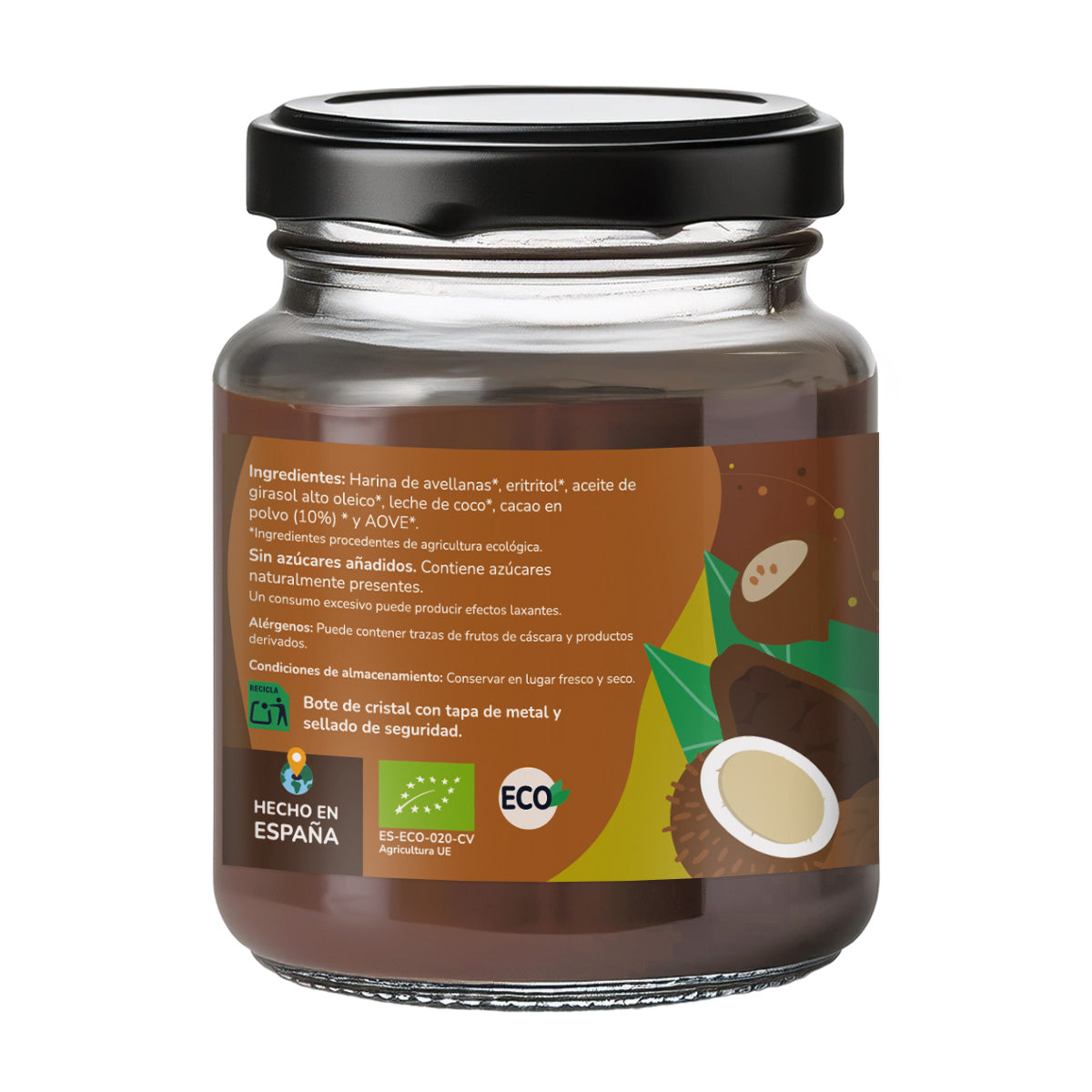 Chocoladecrème met kokosmelk en hazelnoten ECO Planeta Huerto 230 g