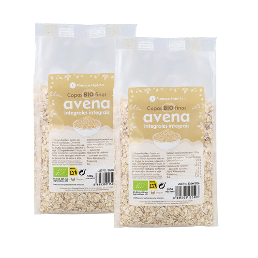 Pak 2x ECO Planeta Huerto 500 g fijne volkoren havervlokken