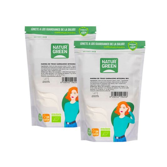 2er-Pack glutenfreies Bio-Buchweizenvollkornmehl NaturGreen 500 g