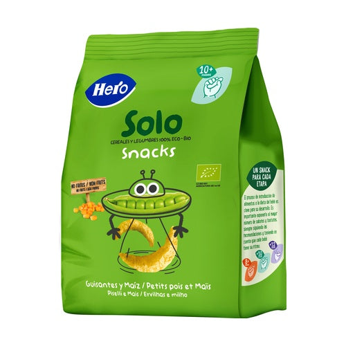 Pack 7x Snacks aux pois et au maïs Eco-Bio à partir de 10 mois sachet 40 g Hero Solo
