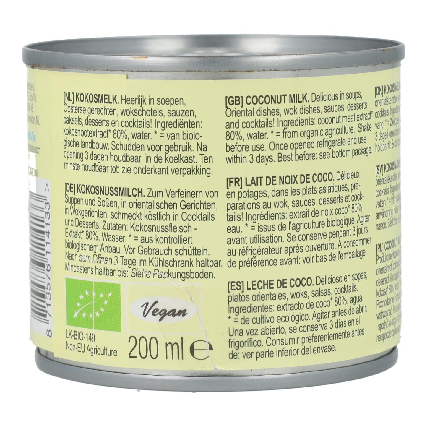 Kokosmjölk 80 % BIO Terrasana 200 ml