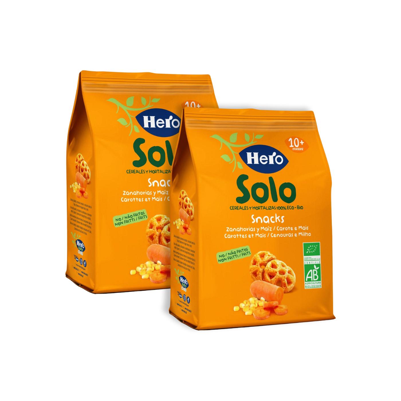 Confezione promozionale 2x Snack di carote e mais biologici 40 g-Hero Solo