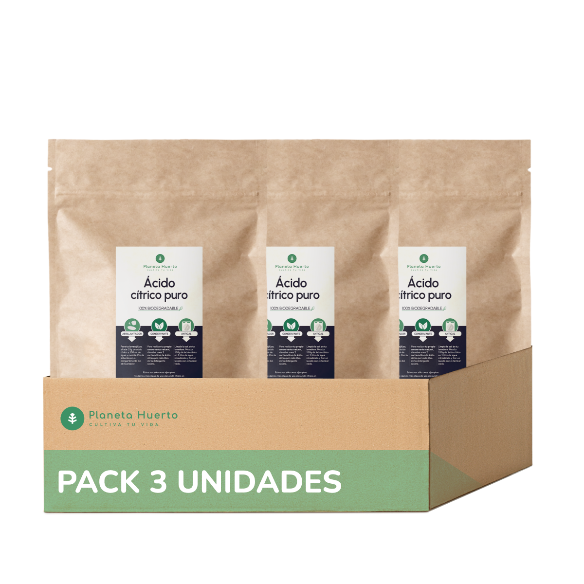 Pack 3xAcide citrique Planeta Huerto 2,5 Kg