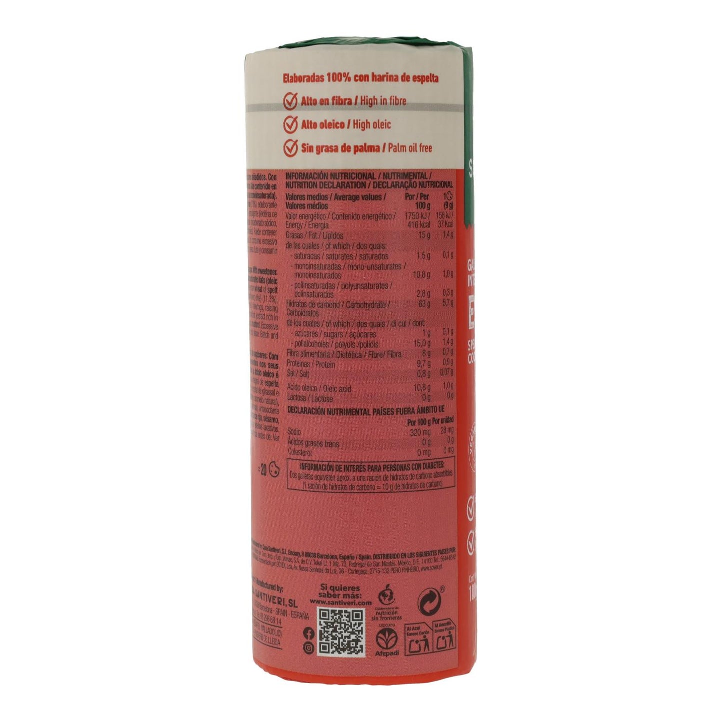 Biscotti integrali di farro 0% zuccheri Santiveri 180 g