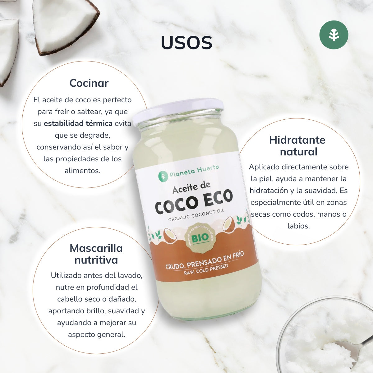 Zestaw 2x olej kokosowy ECO Planeta Huerto 860 ml