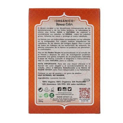 Polvere di henné rame, Radhe Shyam, 100 g