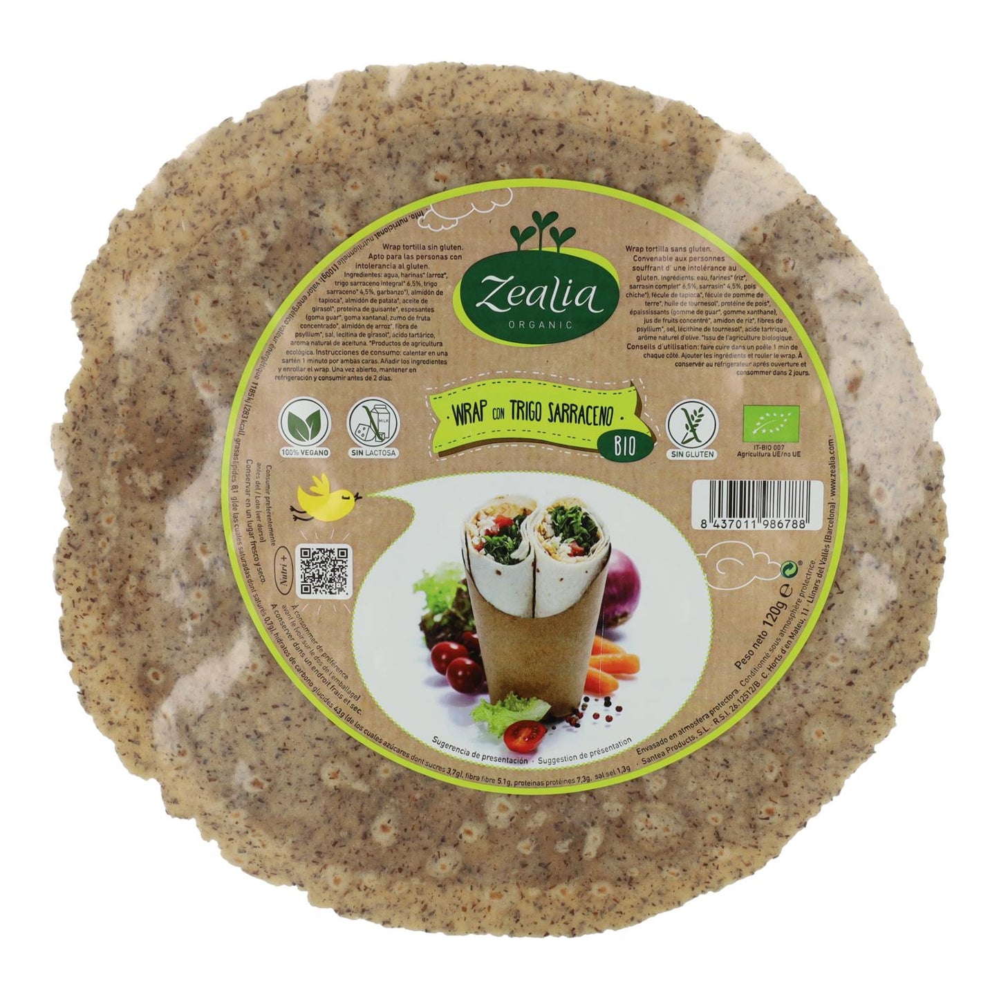 Wrap di grano saraceno biologico senza glutine Zealia 180 g