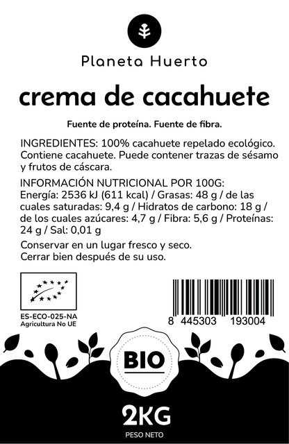 Beurre de cacahuètes ECO Planeta Huerto 2 kg