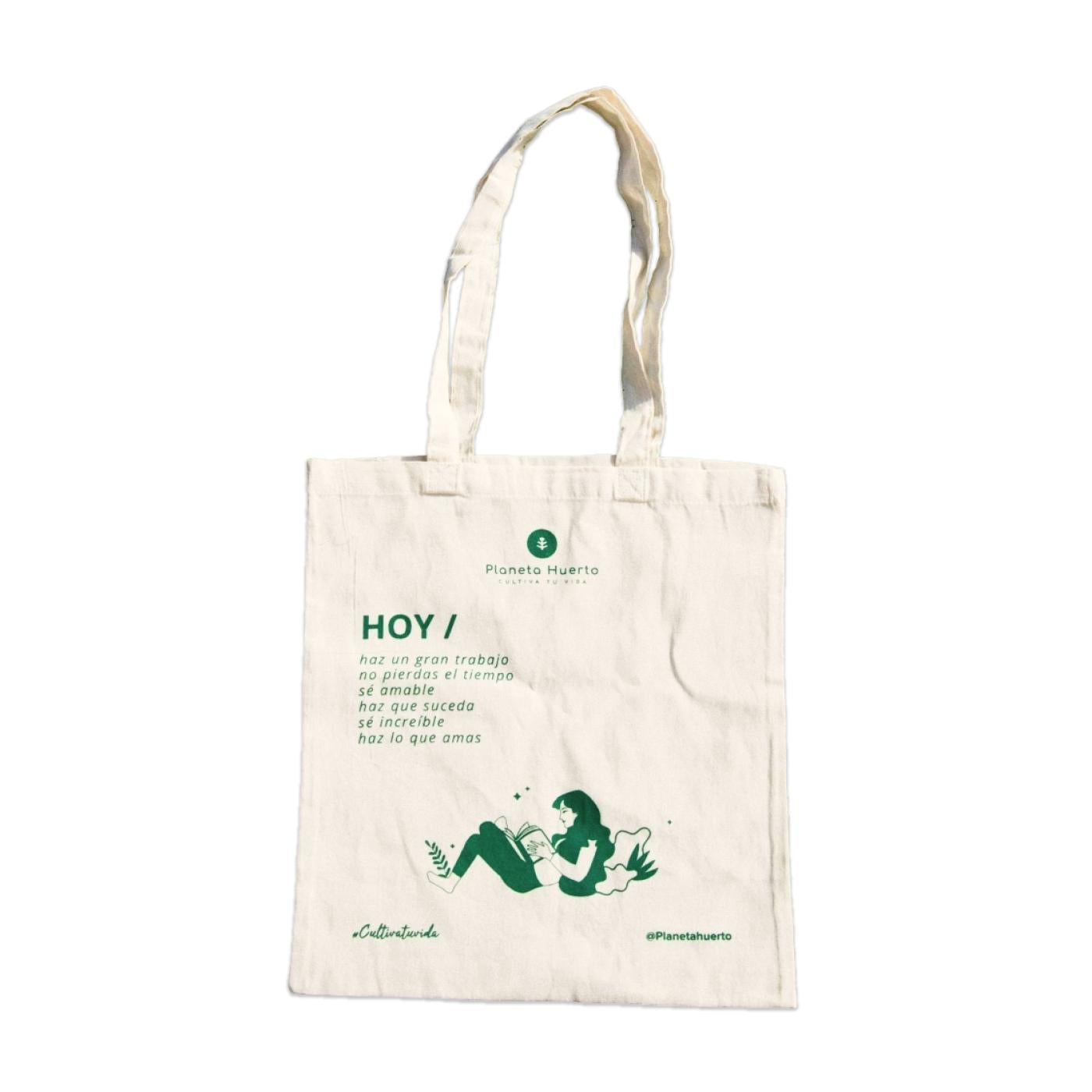 Sac en tissu avec motif femme Planeta Huerto 40 cm x 40 cm