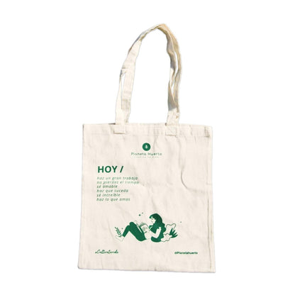 Sac en tissu avec motif femme Planeta Huerto 40 cm x 40 cm