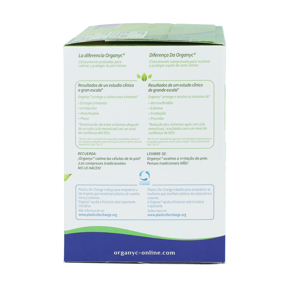 Organyc night-time sanitary pads with wings in individual bags, 10 units