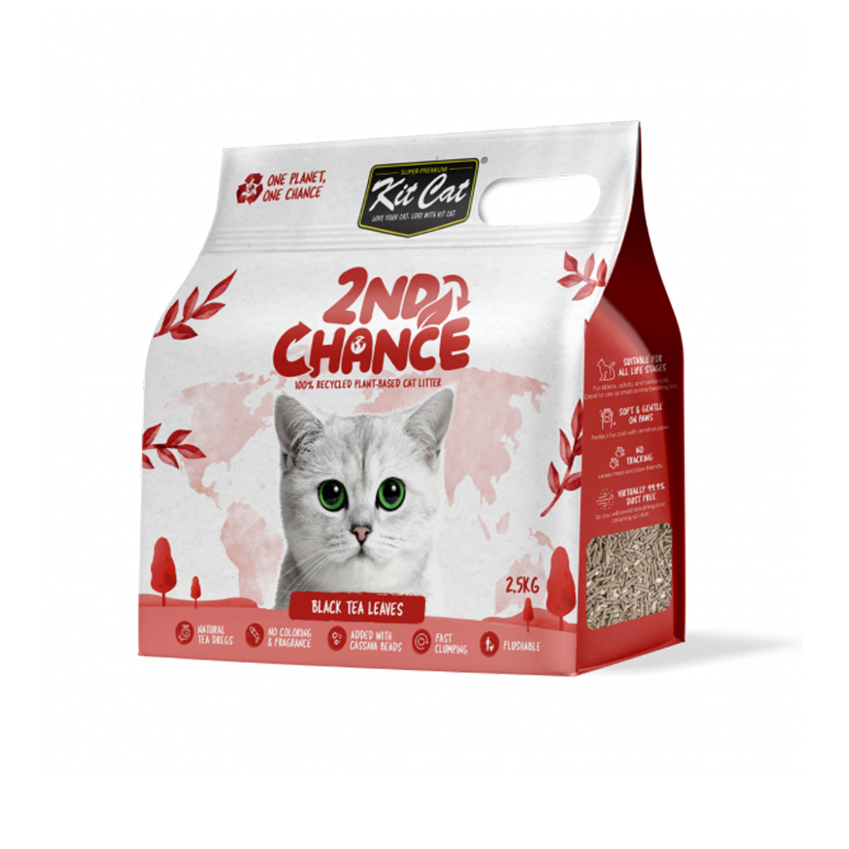 Katzenstreu-Set Eco 2nd Chance – Black Tea 2,5 kg Schwarztee-Blätter, Erbsen und Maniok