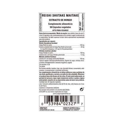 Reishi Shiitake Maitake Solgar 50 plantaardige capsules