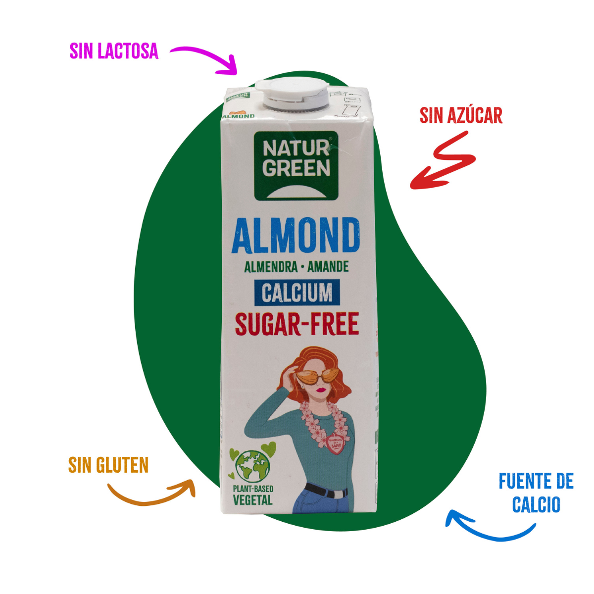 Pflanzliches Getränk Almond ohne Zucker und Kalzium NaturGreen 1 Liter
