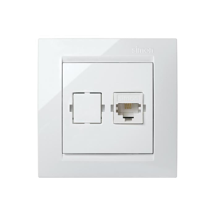 Simon 15 prise téléphonique blanche