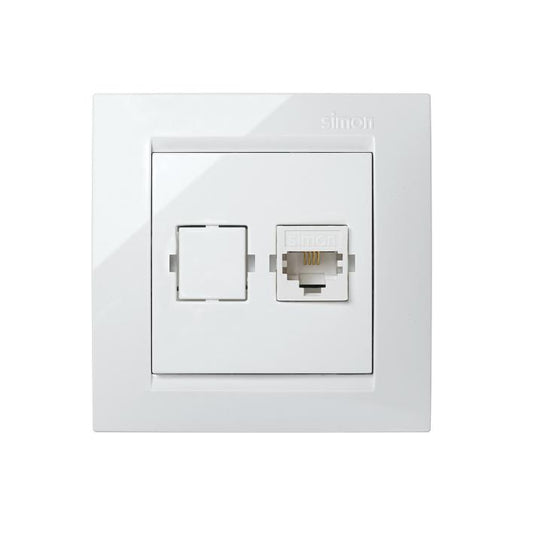 Simon 15 prise téléphonique blanche