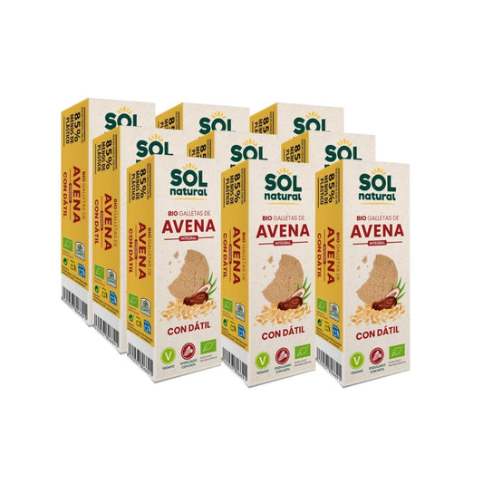 Zestaw 9x ciasteczka owsiane pełnoziarniste słodzone daktylami bio Sol Natural 170 g