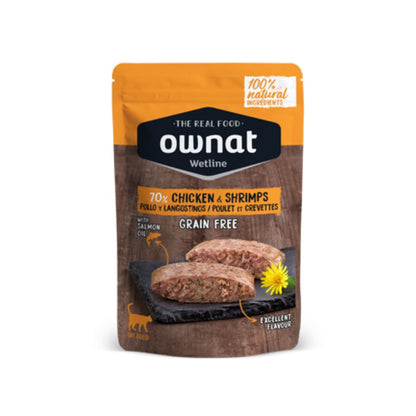 Ownat Wetline Poulet et crevettes sans céréales pour chats 85 g