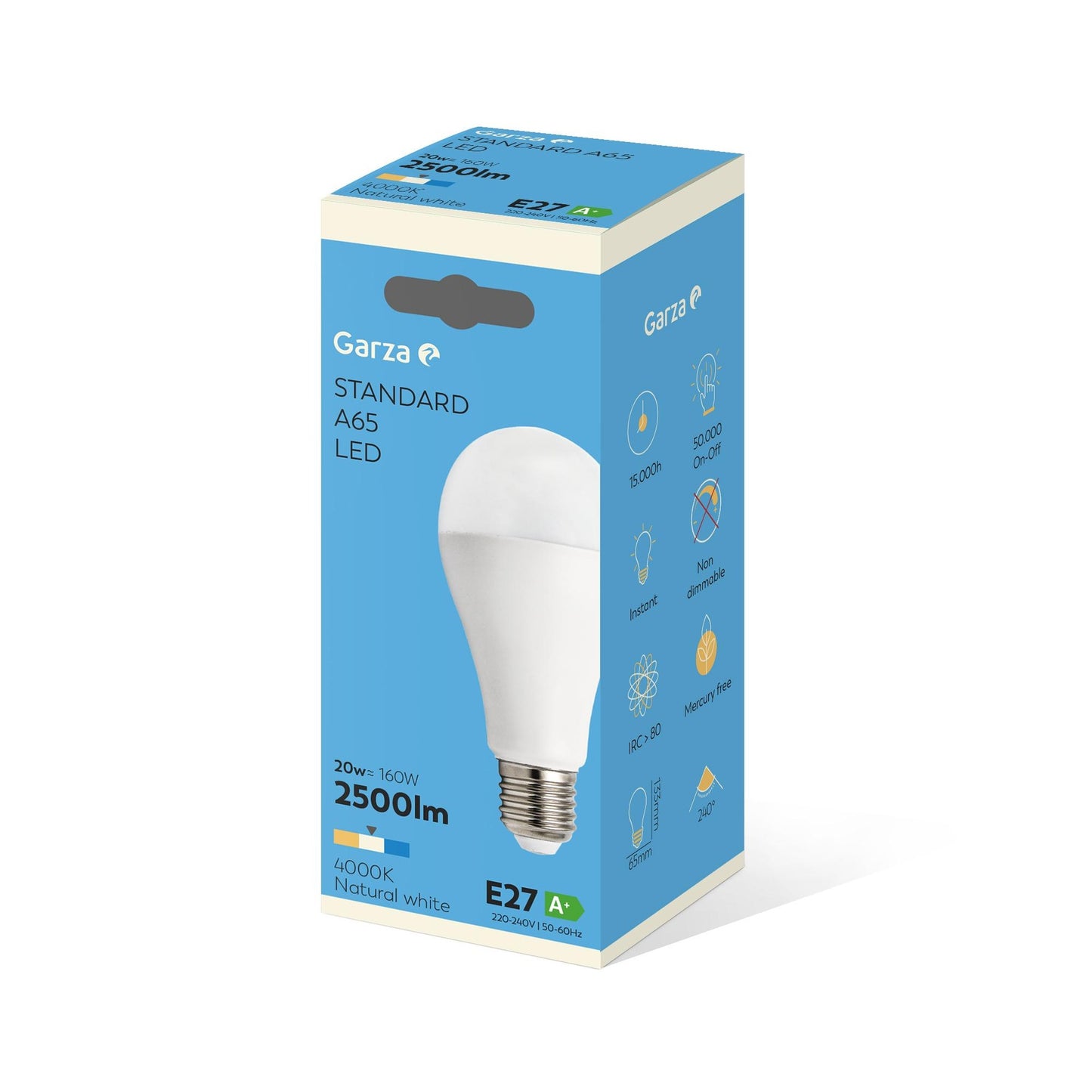 LED-Glühbirne Standard 20 W, E27-Sockel, 240 Grad, 2500 lm, neutrales Licht (4000 K), Garza