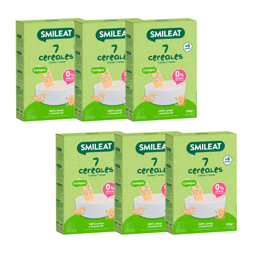 Pakket van 6 x pap van 7 granen Eco Smileat 200 g