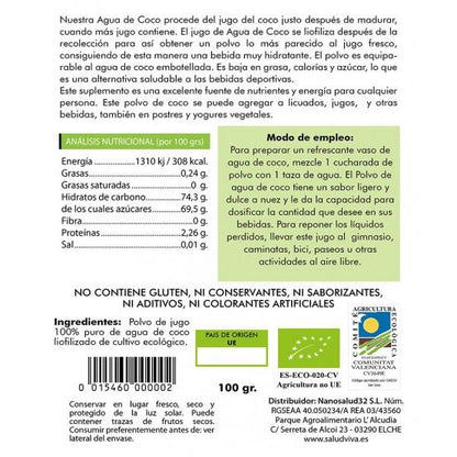 Eau de coco en poudre Salud Viva 100 g