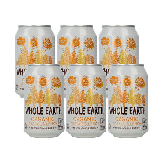 6er-Pack Bio-Erfrischungsgetränk Orange und Zitrone, 330 ml. Whole Earth