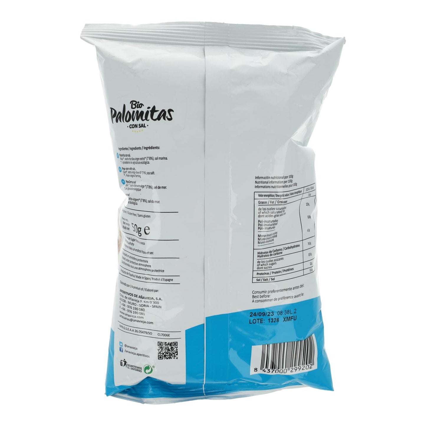 Palomitas de maiz en aceite de oliva Añavieja 50g