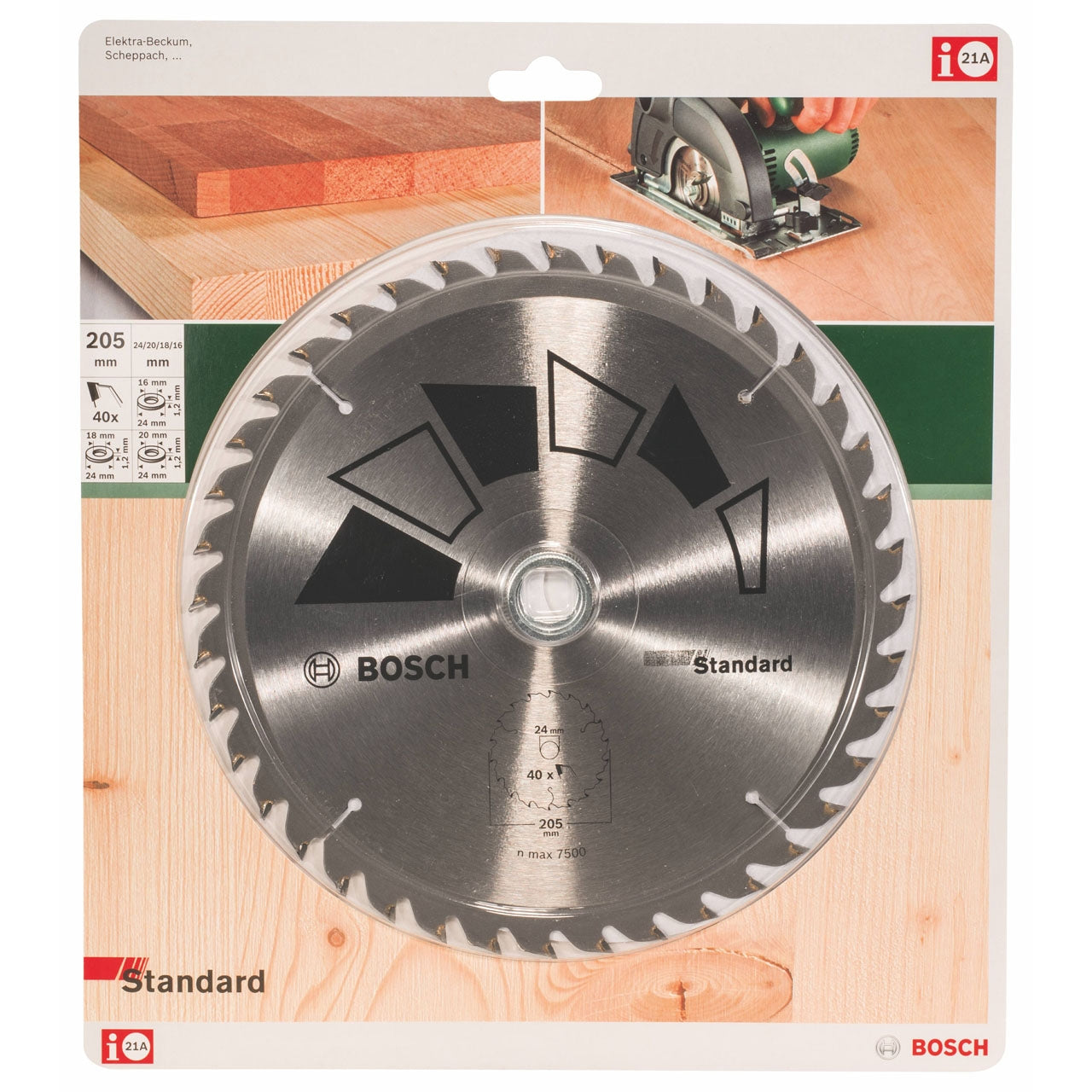 Standardowa tarcza Bosch do piły tarczowej 205 x 16/18/20/24 mm 40 zębów