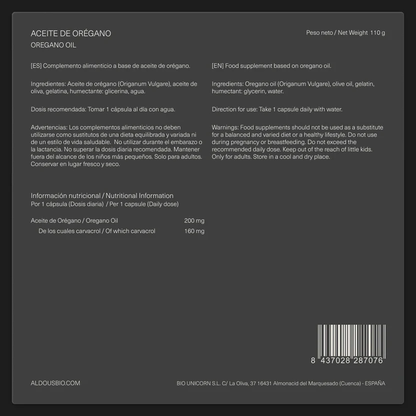 Oregano Oil 200 mg, 160 mg Carvacrol Aldous Bio 200 Softgels
