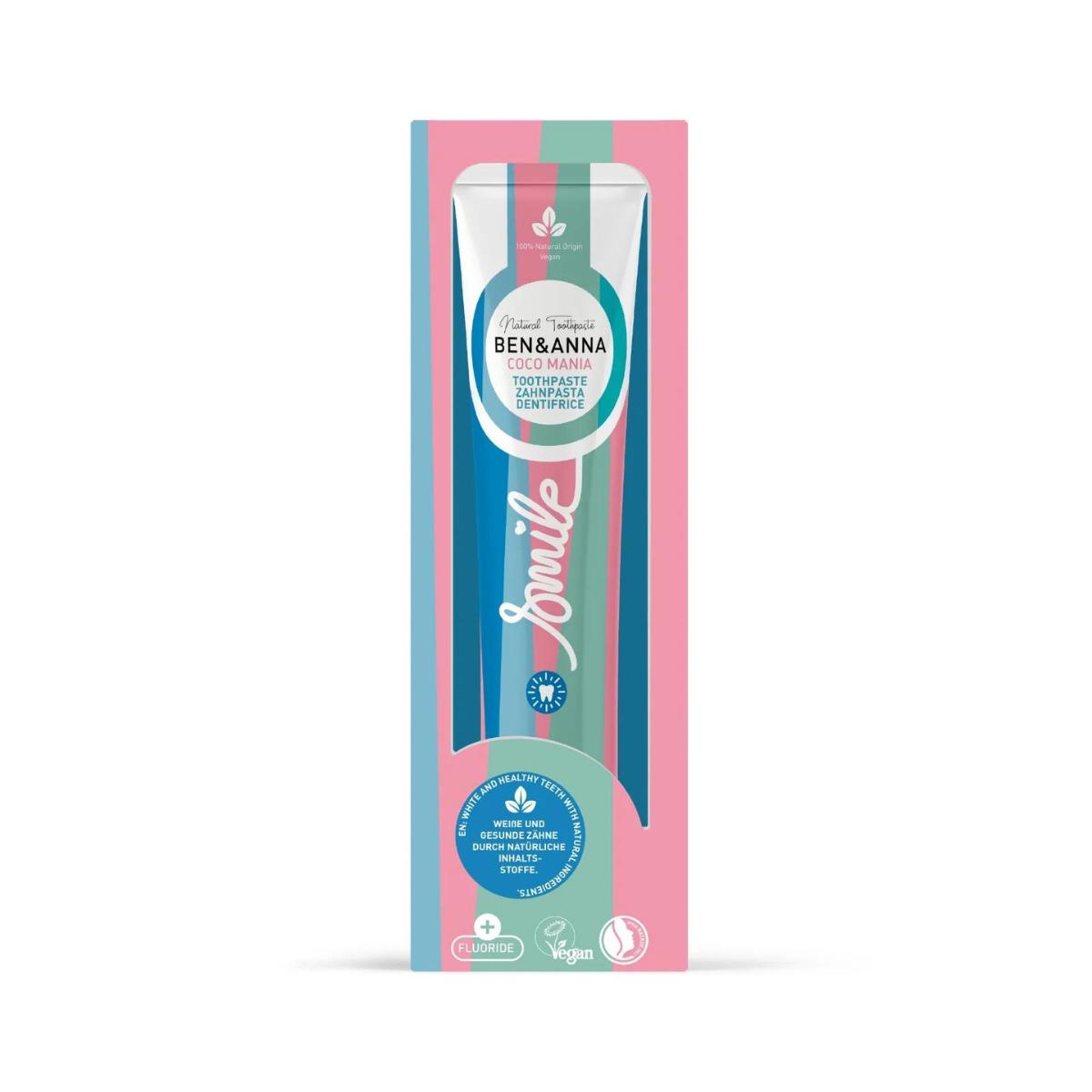 Dentifrice Coco Mania au fluor Ben & Anna tube 75 ml