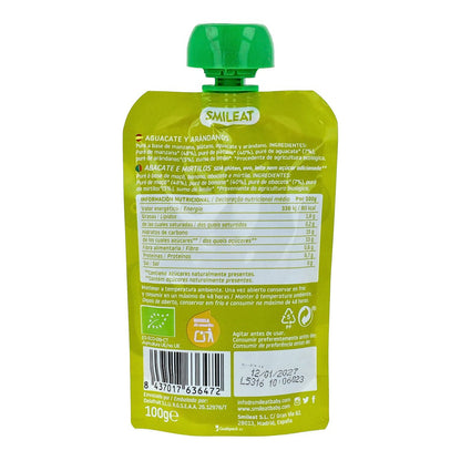 Saszetka z awokado i jagodami ECO Smileat, 100 g