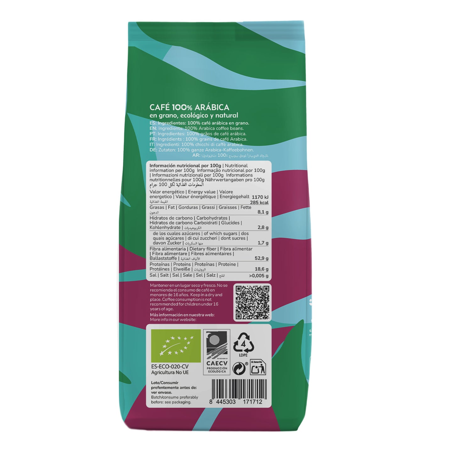 Pack 3x Eco 100% Arabica Café en grains Planeta Huerto 1 Kg