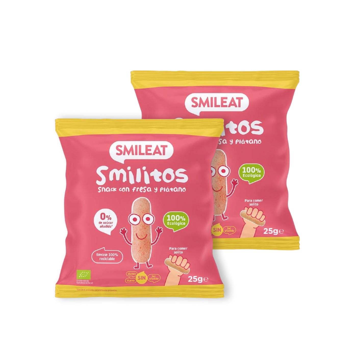 Pack 2x Smilitos Vers de fraise et banane BIO Smileat 25 g