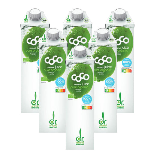 6er-Pack natürliches Kokoswasser Dr. Martins 1 l