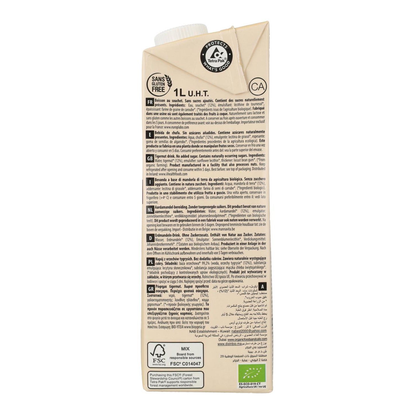 6-er-Pack EcoMil 1 l Zuckerfreies Erdmandeldrink