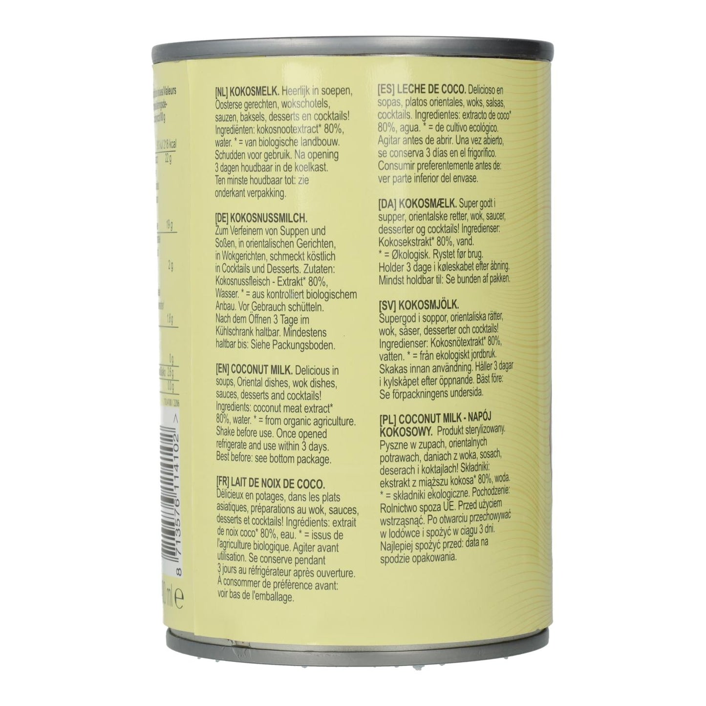 Kokosmilch 80 % BIO Terrasana, 400 ml