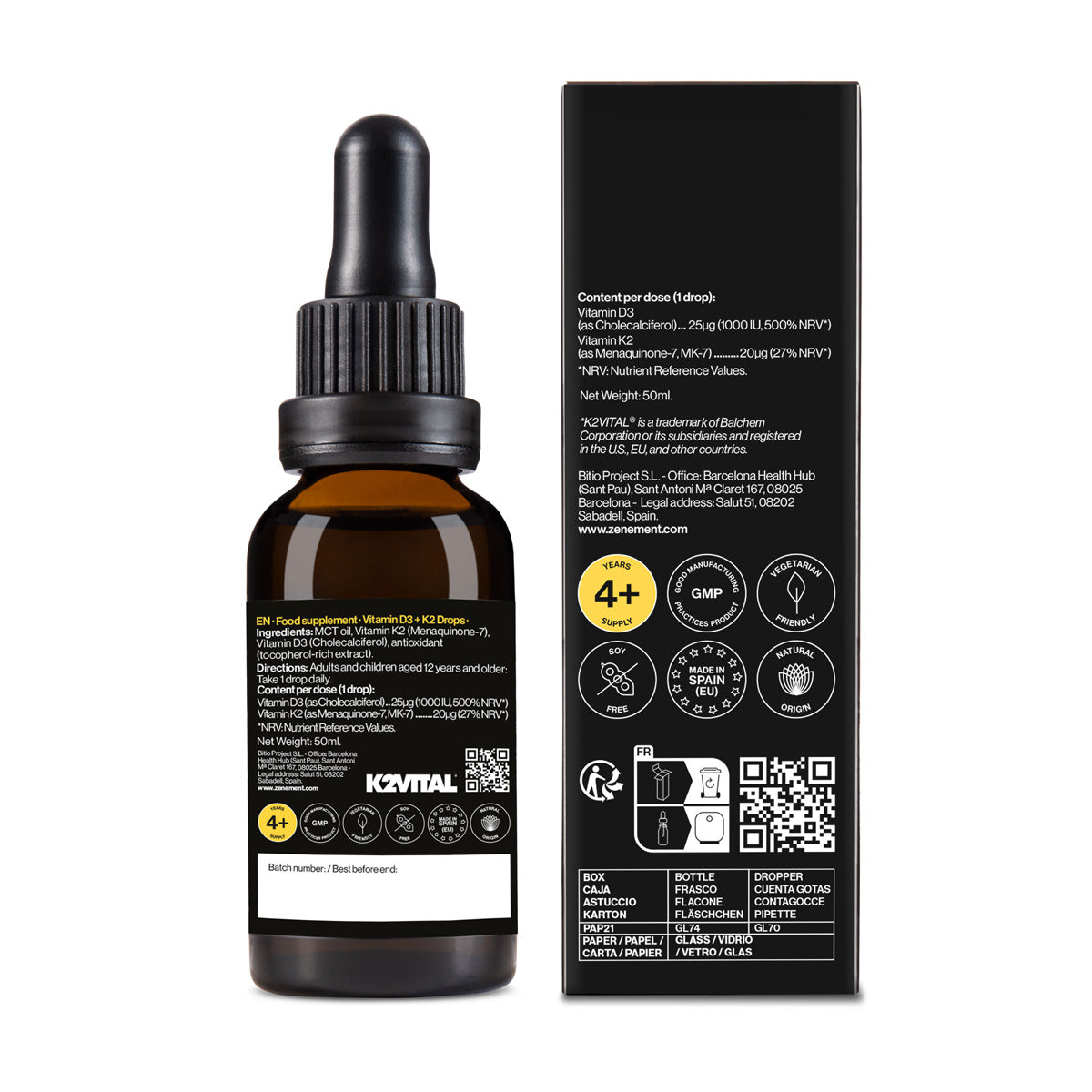 Vitamine D3 + K2 druppels K2Vital Zenement 50 ml