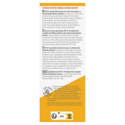 Crème solaire pour bébés SPF 50+ hypoallergénique Bioregena 40 ml