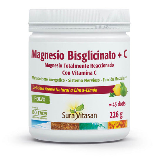 Magnesiumbisglycinat + C, Sura Vitasan, 226 g