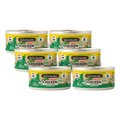 Paczka puszek z kurczakiem BARF dla kotów 6 x 120 g Wild Balance