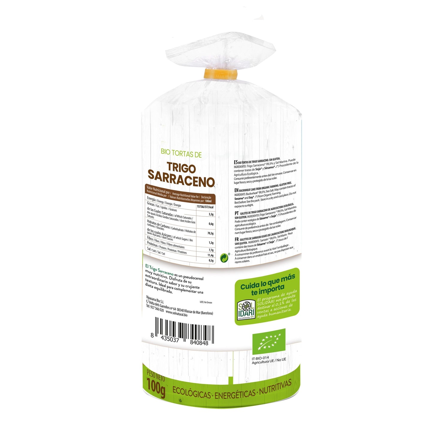 Glutenvrije biologische boekweitpannenkoeken Sol Natural 100 g