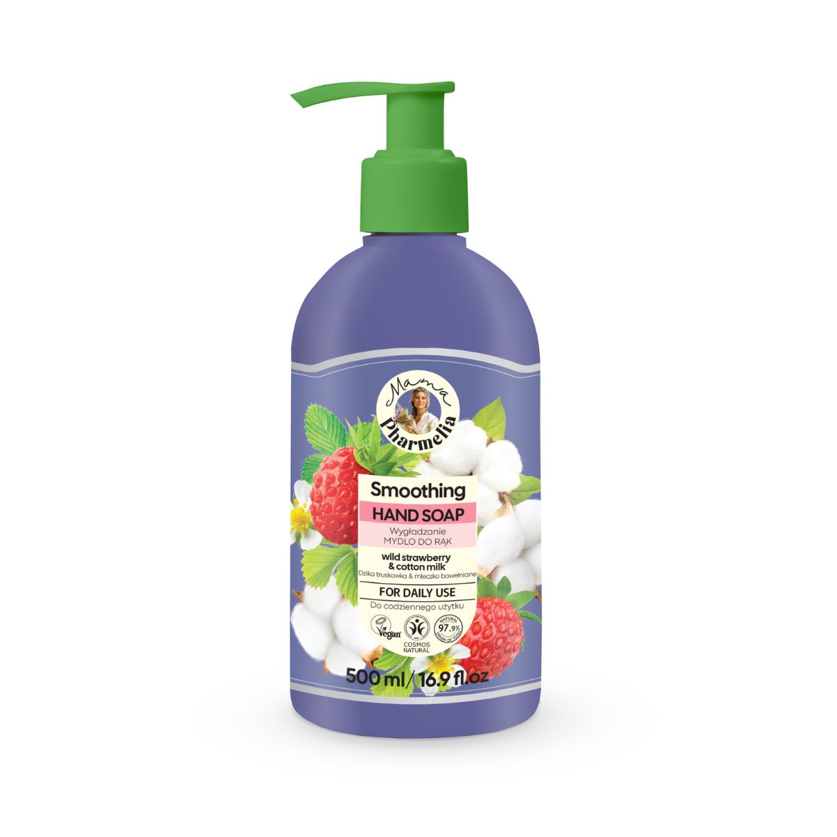 Handseife mit Wilderdbeere und Baumwollmilch, Mama Pharmelia, 500 ml