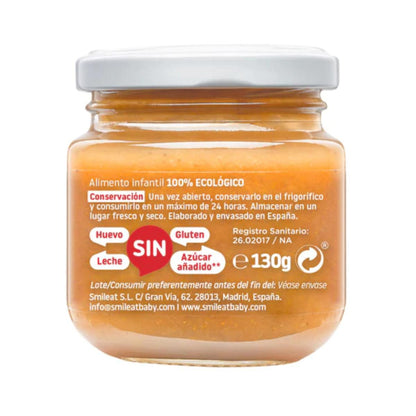Lot de 12 petits pots de pomme, orange et carotte BIO +6 mois Smileat, 130 g