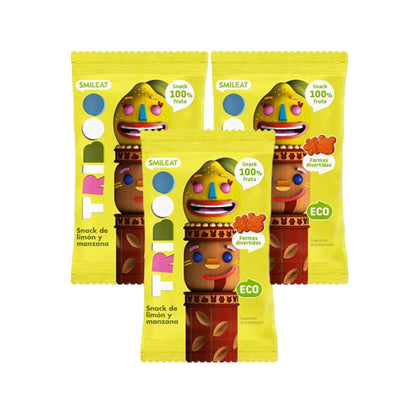 3x Pack of Organic Apple and Lemon Snacks 25 g Smileat- Triboo