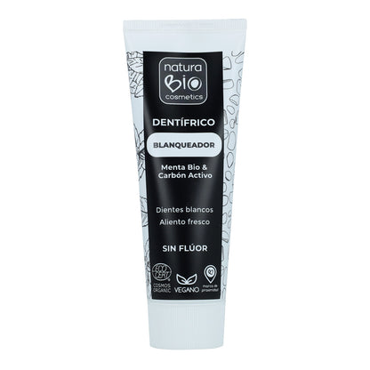 Zahnpasta mit Aktivkohle und Minze  Bio NaturaBio Zahnaufheller 75 ml